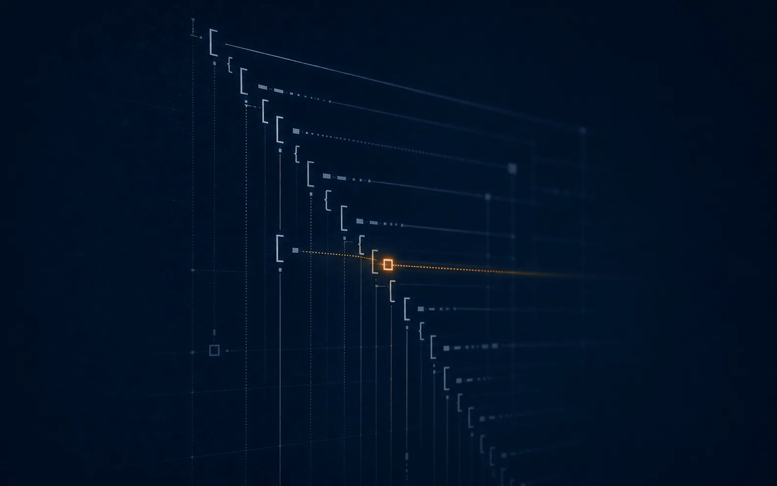 Nested machine-readable authority paths converging on one orange authorization key.
