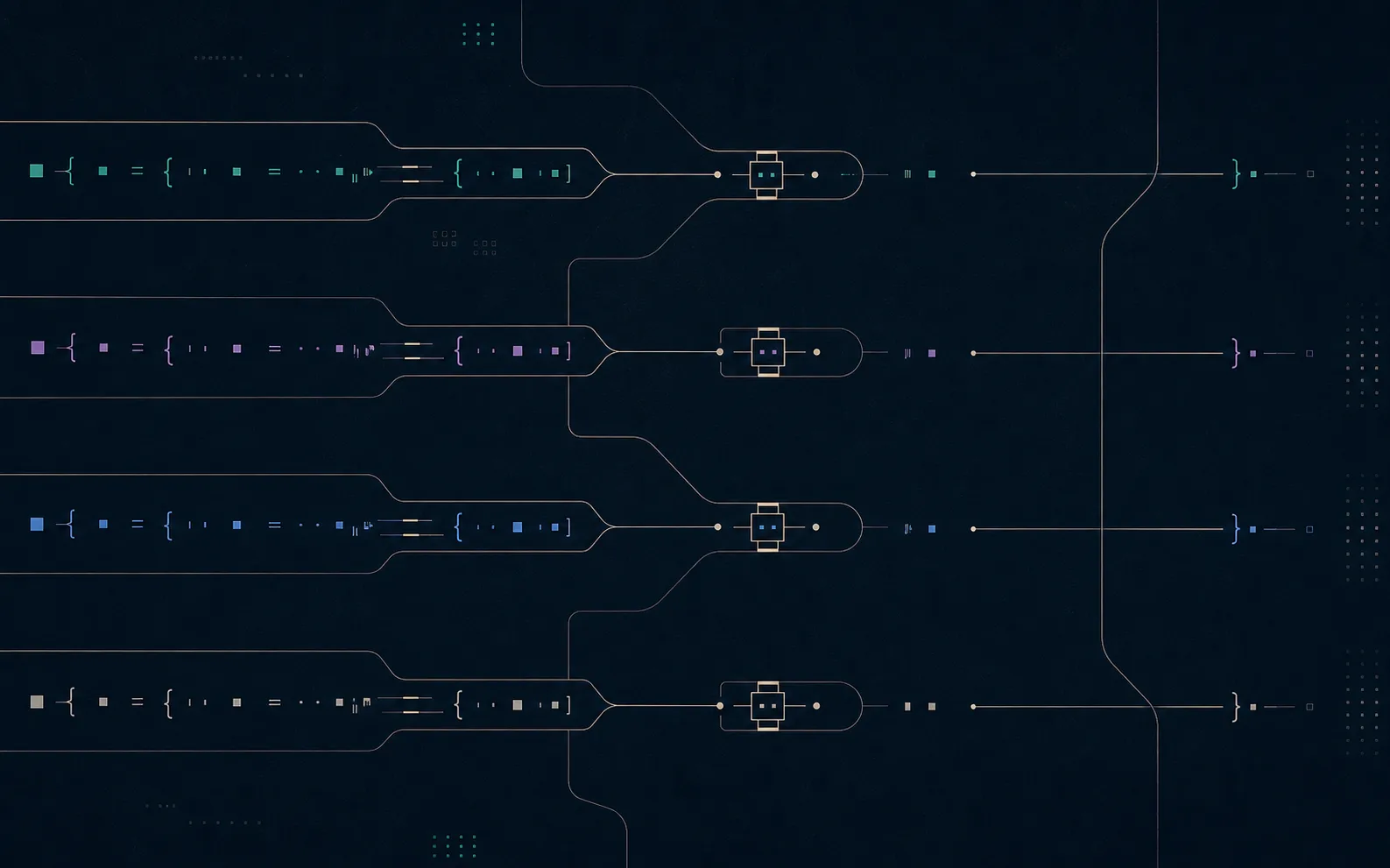 Parallel data streams held inside four separated machine-readable channels.