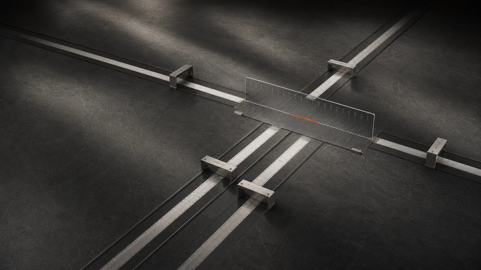 Four separate paper records pass through individual authority gates and align at one transparent rule plane.